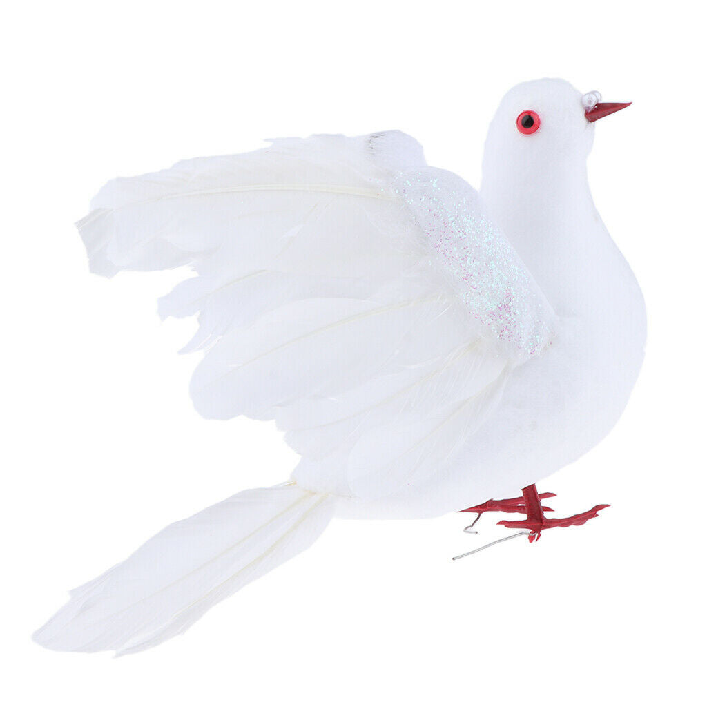 4 Piece Foam Feathered Artificial White Dove/ Pigeon Bird Decorarive Home Garden