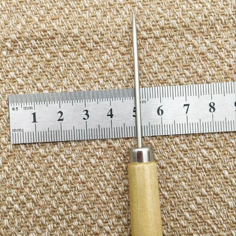 Wooden Handle Sewing Awl Hand Stitcher Leather Canvas Tool Sewing Needle .l8
