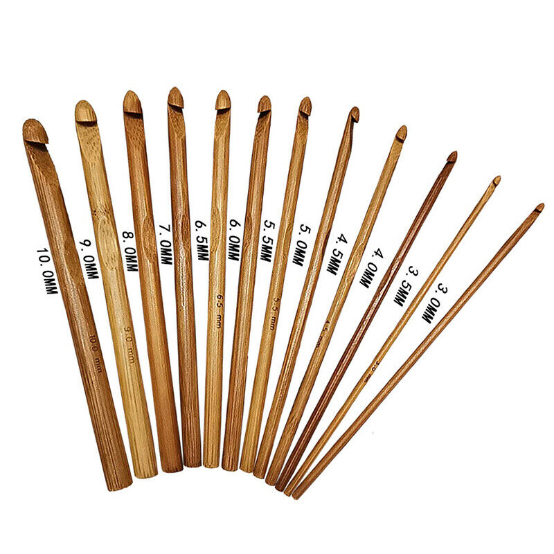 12pcs Bamboo Crochet Hook Set DIY Knitting Needles Household Knitting Too.l8