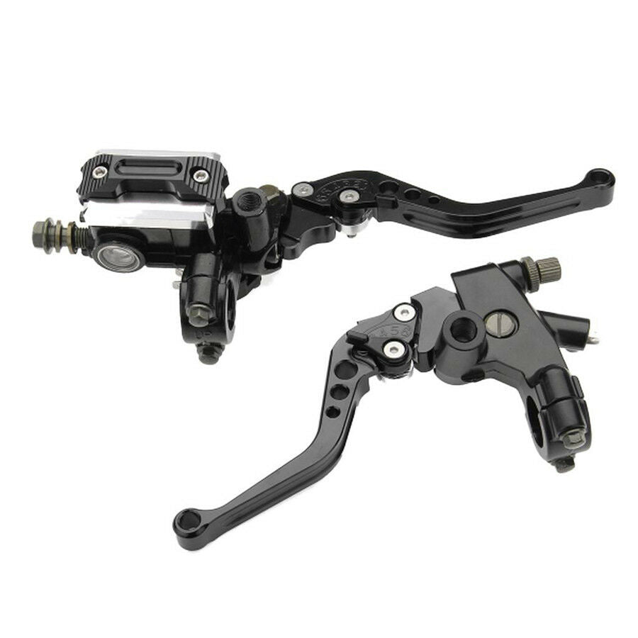 Universal Motorcycle 7/8'' CNC Brake Clutch Master Cylinder Lever Set Reservoir