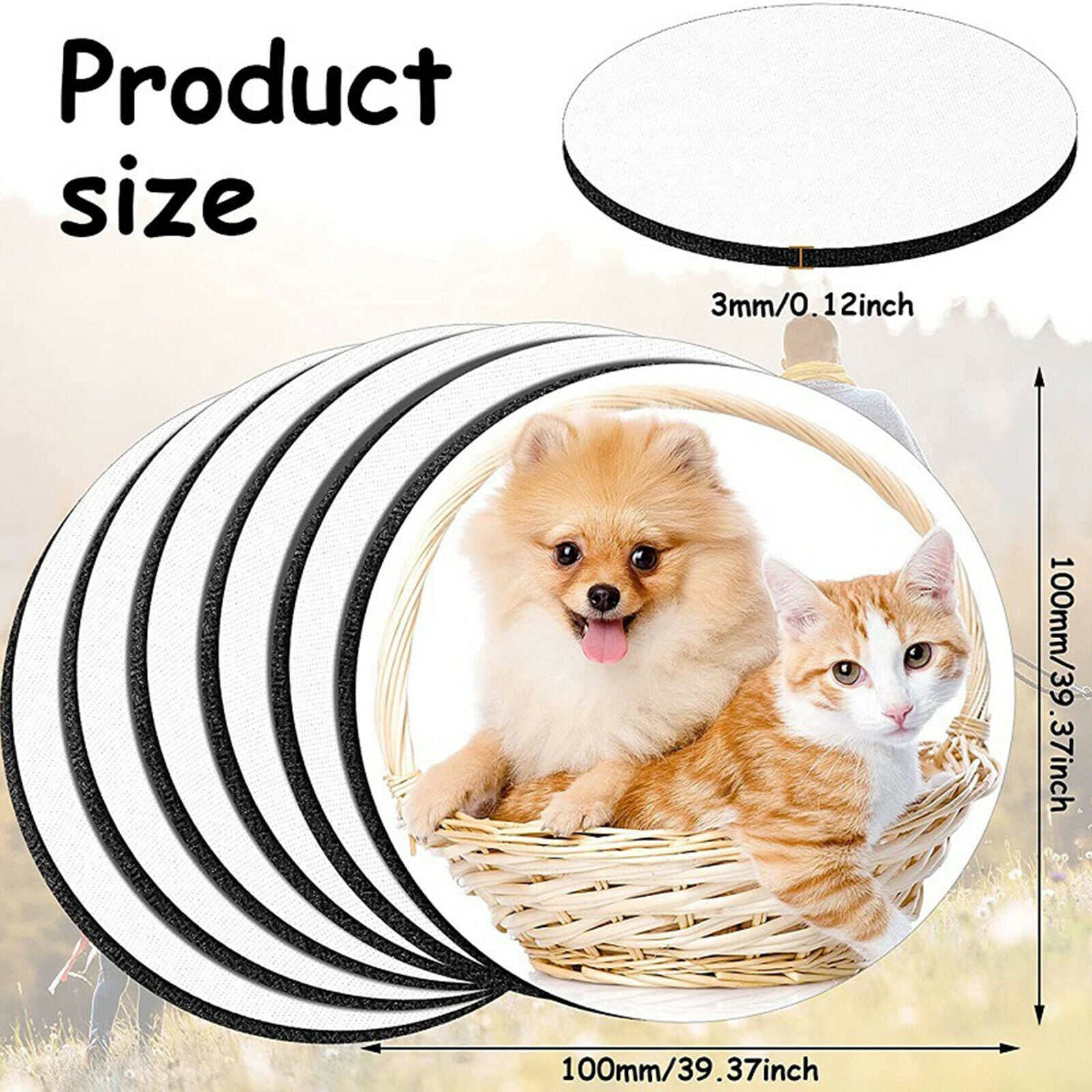 36x Sublimation Blanks Car Cup Coasters 10cm Circle for Painting Project
