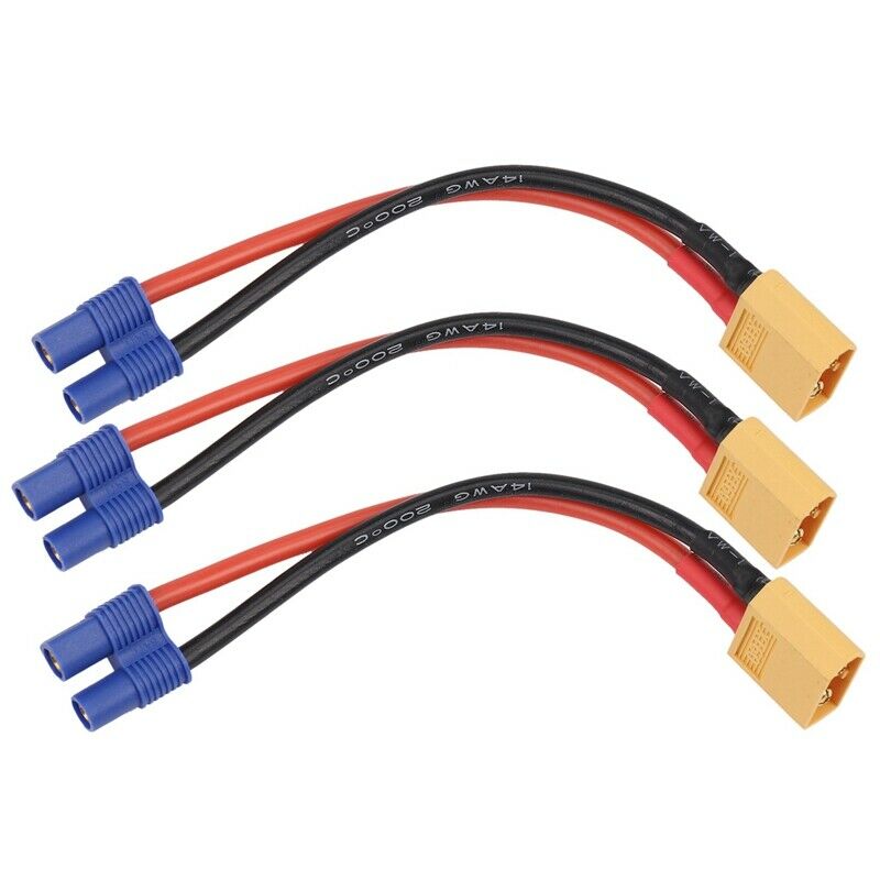 3pcs XT60 XT-60 Male to EC3 Female Connector Adapter Wire for RC Lipo Battery Q5