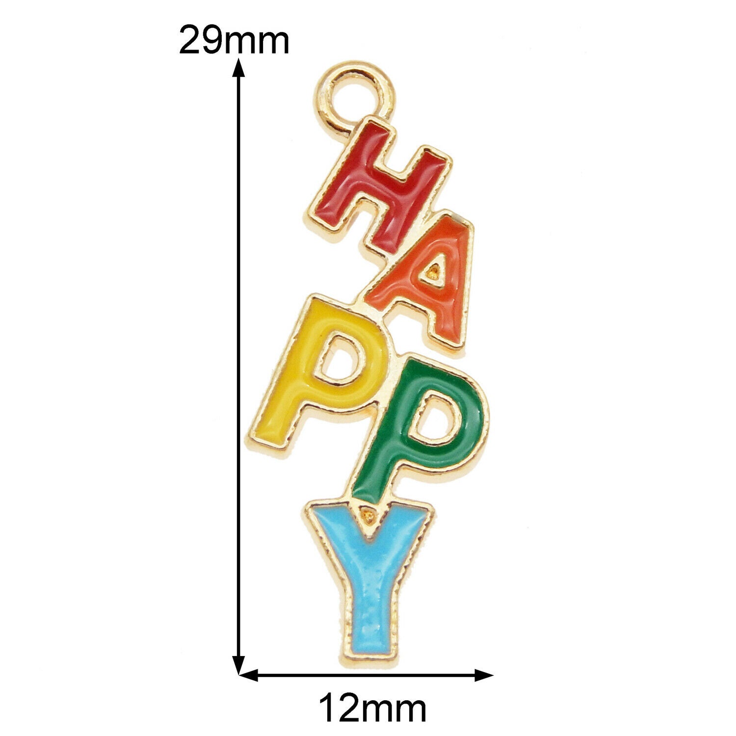 20pcs Enamel Plated Multi-Colors Happy Word Pendant Charms DIY Findings Crafts