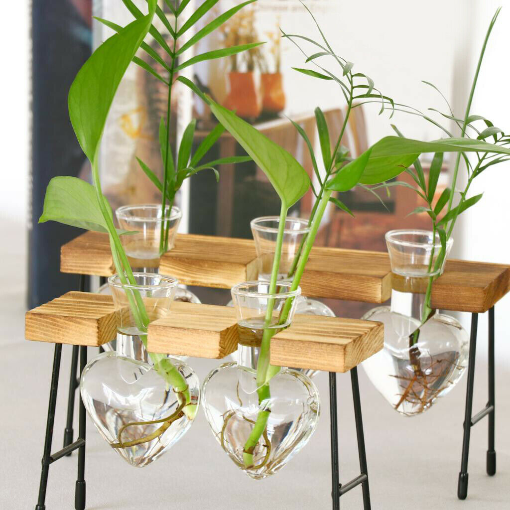 Glass Vase Test Tube In Wooden Chair For Flowers Plants Home Decoration-2