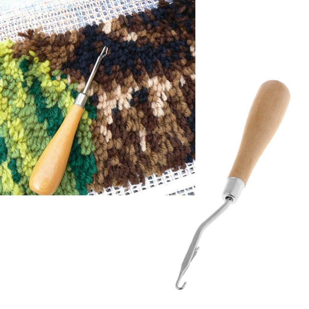 Wood Handle Crochet Weaving Latch Hook  Braiding DIY Rug Hooking Making