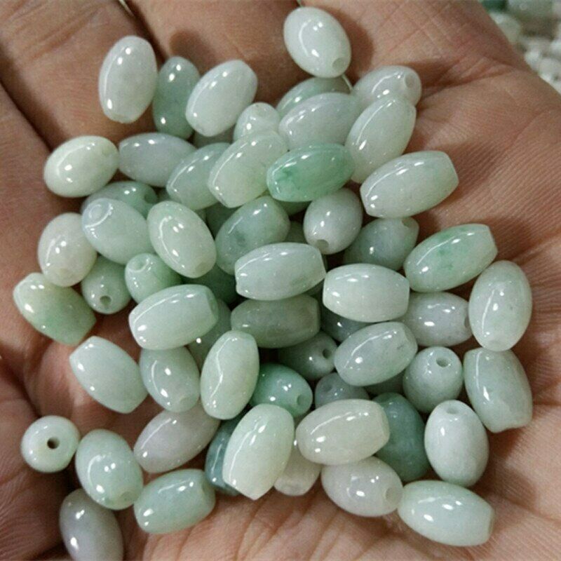 6x9mm Natural Myanmar green jade beads for DIY Rice shape jade loose beads 90pcs