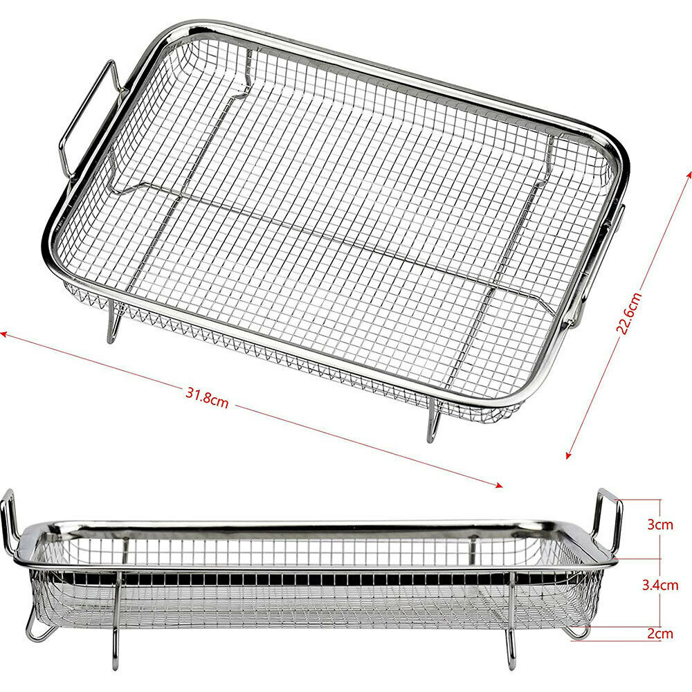 Stainless Steel Grill Basket Oven Crisper Basket Fruits Washing Kitchen Drying