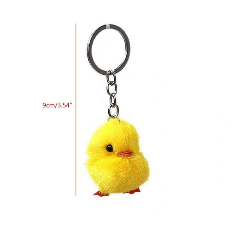 5Pcs Furry Yellow Duck Fluff Soft Chick Keychains Easter Keyring Handbag Jewelry