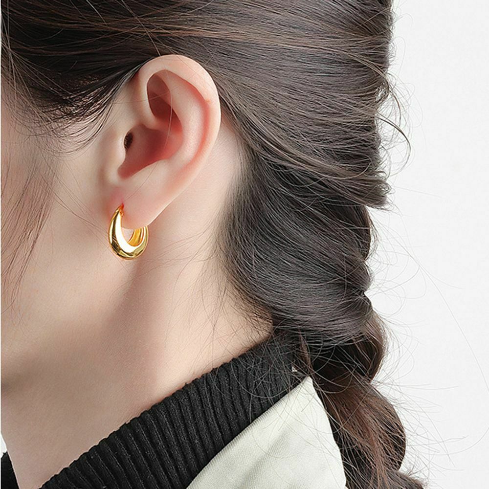 2 Pairs Women Classic Chunky Hoop Jewelry Accessories Circl Hoops Earring