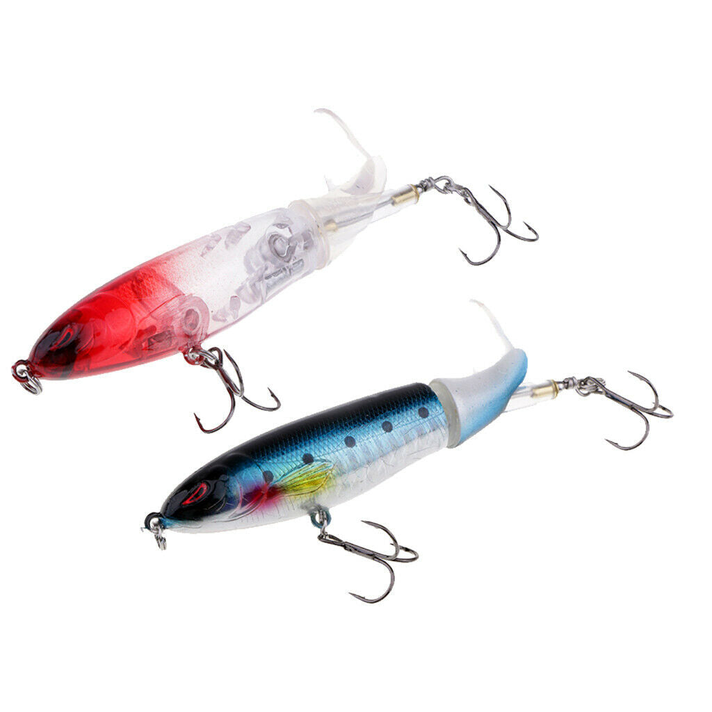 2Pcs 100mm Topwater Fishing Lure Floating Lure Big Hard Bait Hooks Carp Bass