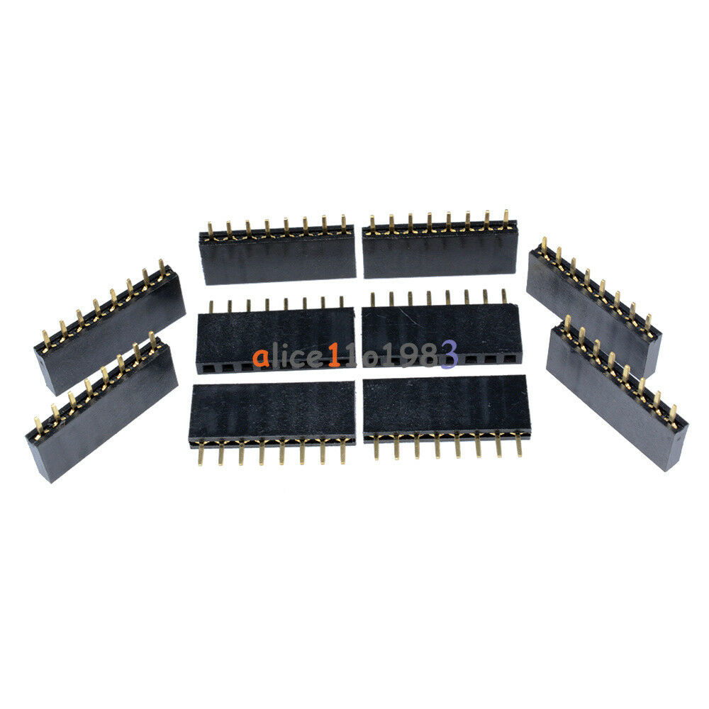 100PCS 1x8 Single Row 8 Pins PCB Socket Female Header 2.54mm