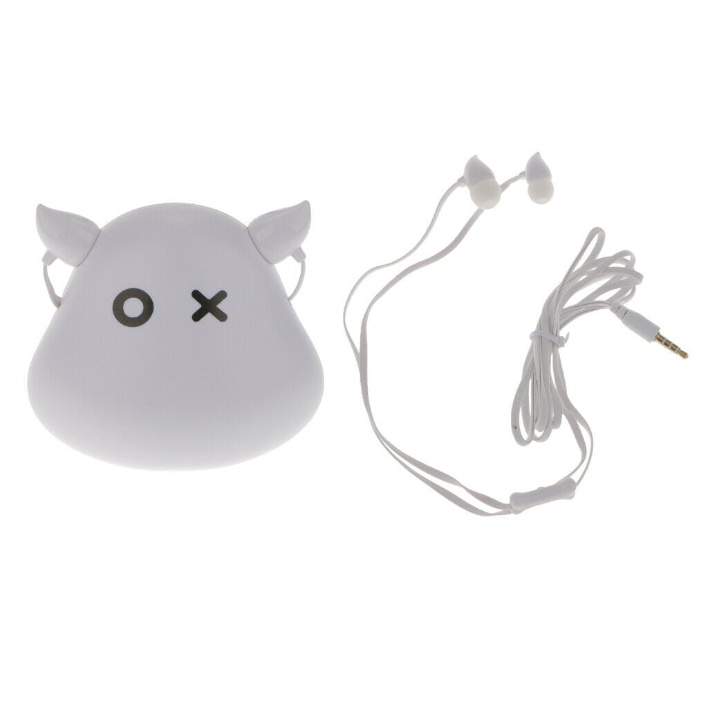 Cute Cartoon in-ear 3.5mm Wired Headphone Earphone with Mic for Phone White