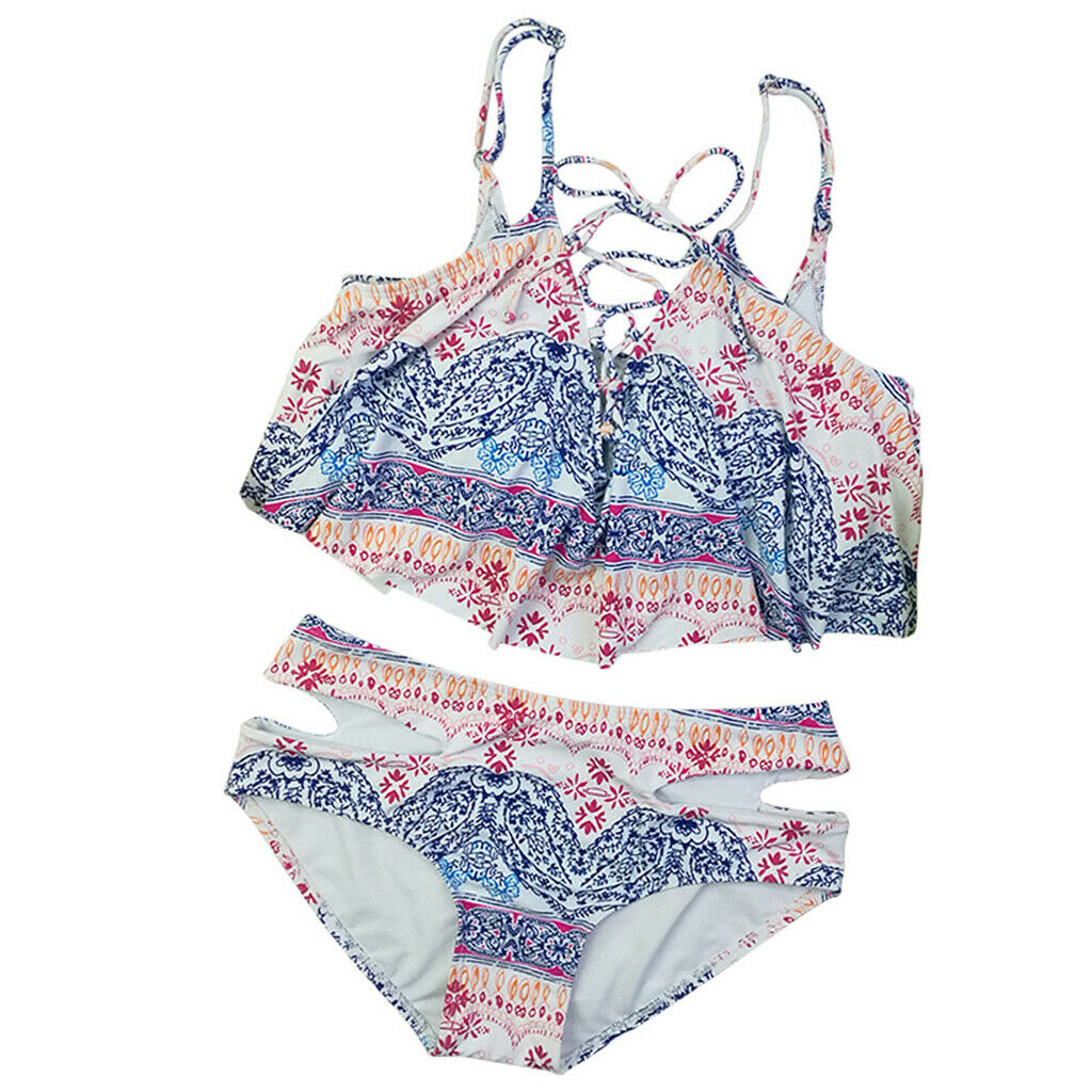 Women's 2 Piece Swimsuit Push Up Bikini Sexy Ruffle And Off Shoulder Floral