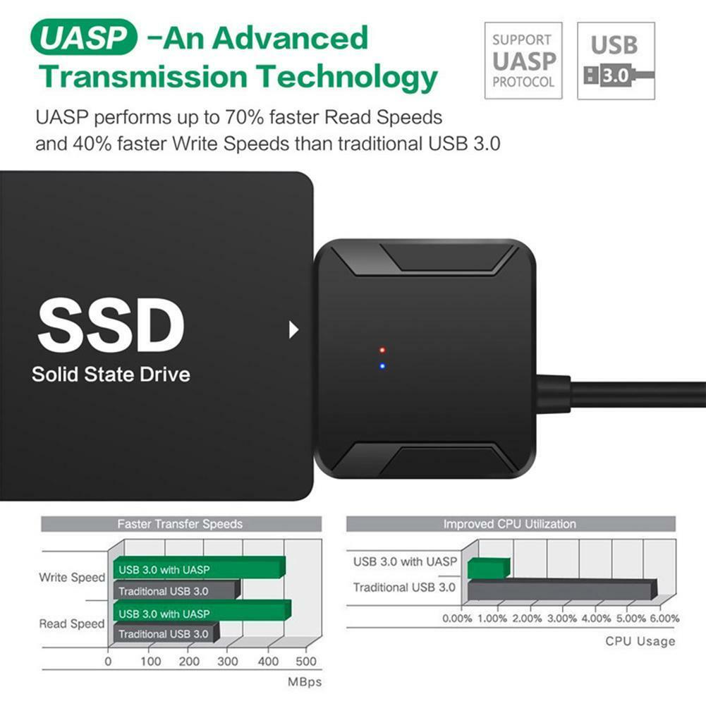 USB 3.0 To Connect SATA 2.5" 3.5" PC Laptop Hard Disk Drive SSD Adapter Cable