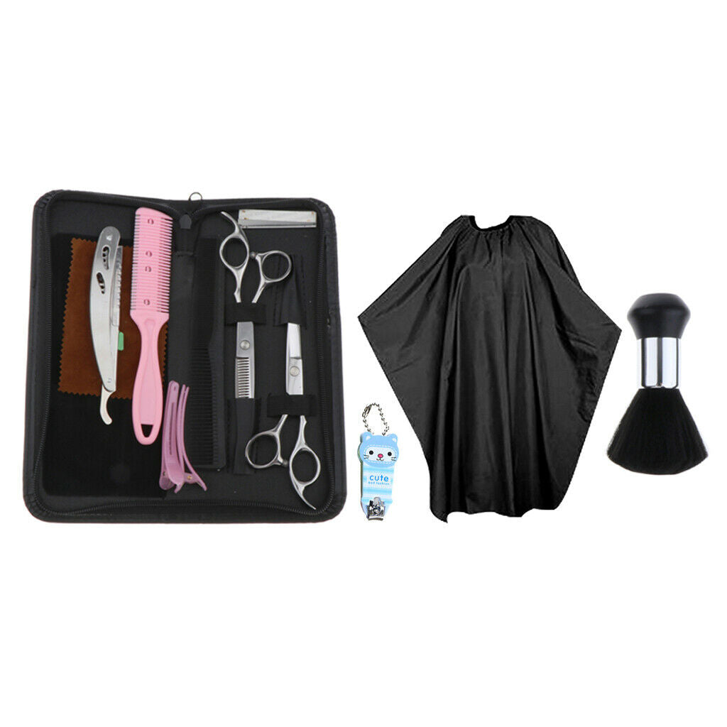Pack of 12 Hairdressing Scissors Salon Hair Cutting Shears & Cape Kit Sharp