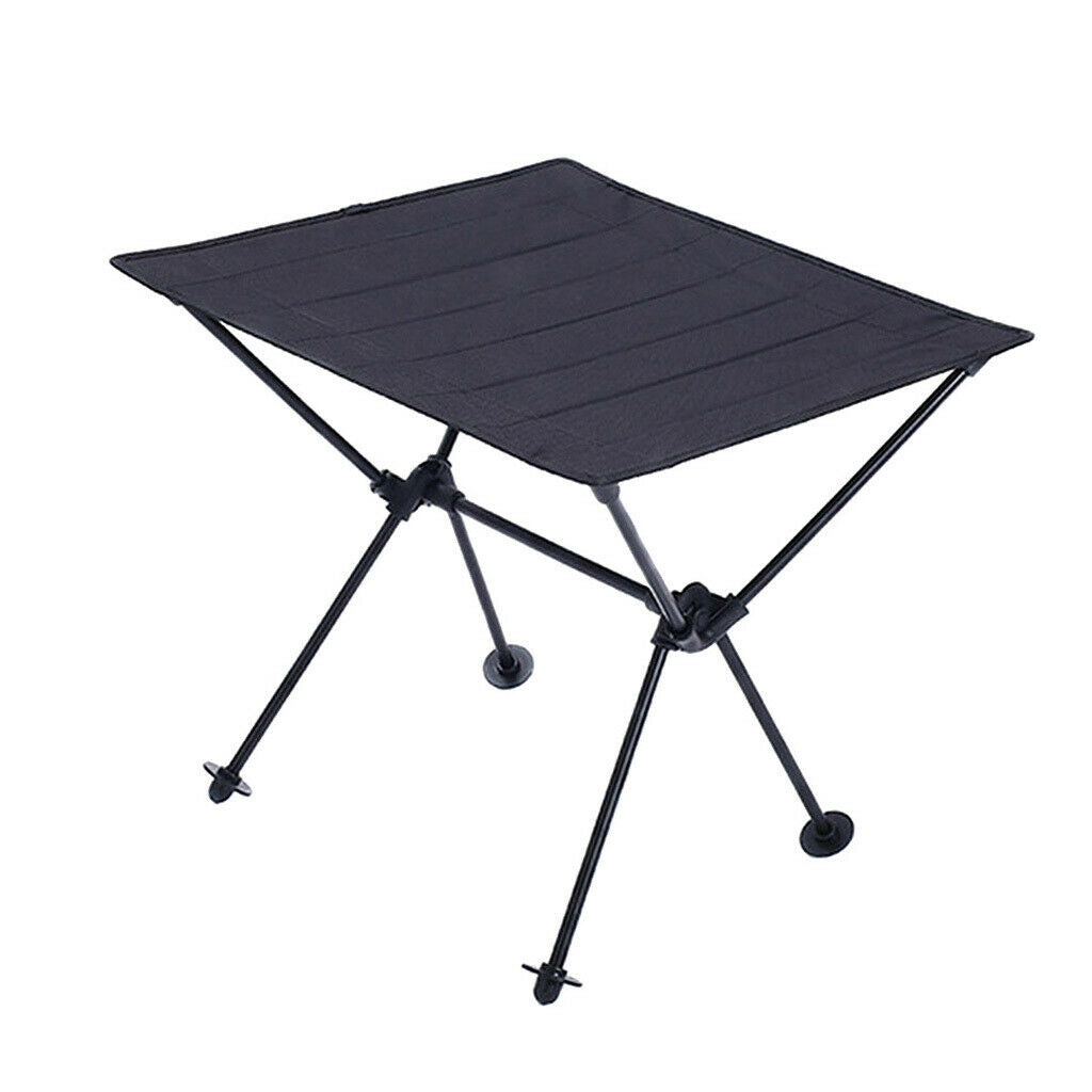 Portable Folding Aluminum Camping Picnic Table Dining Desk Outdoor Black