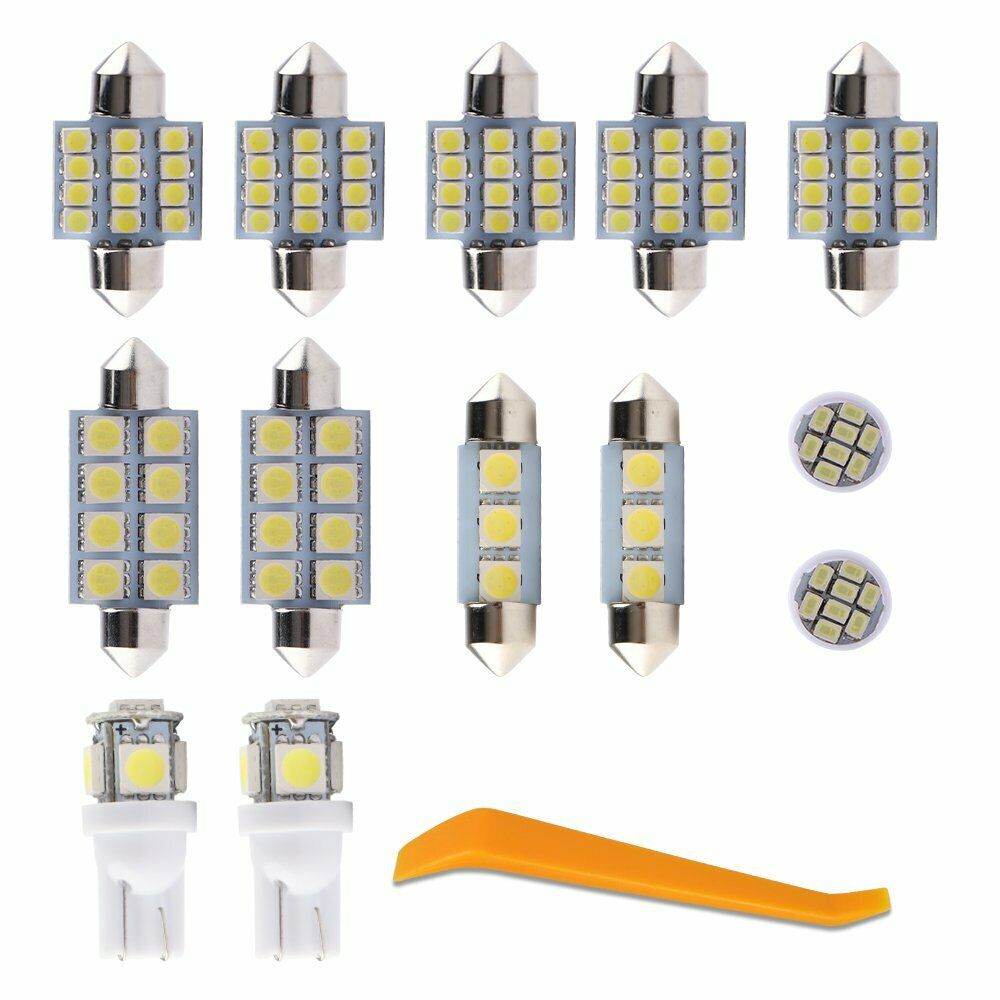 White 13PCs Auto Interior LED Light Bulbs Package Fits for Fxrd F150 2004-2014