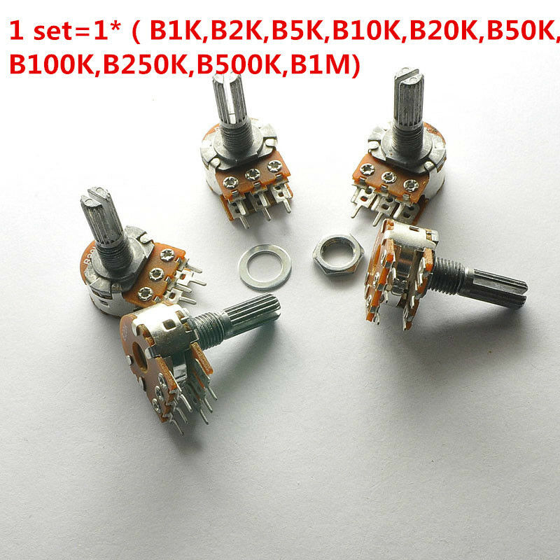 10Pcs WH148 6 Pin Dual Stereo Potentiometer 1K 2K 5K 10K 100K 250K 500K 15mm