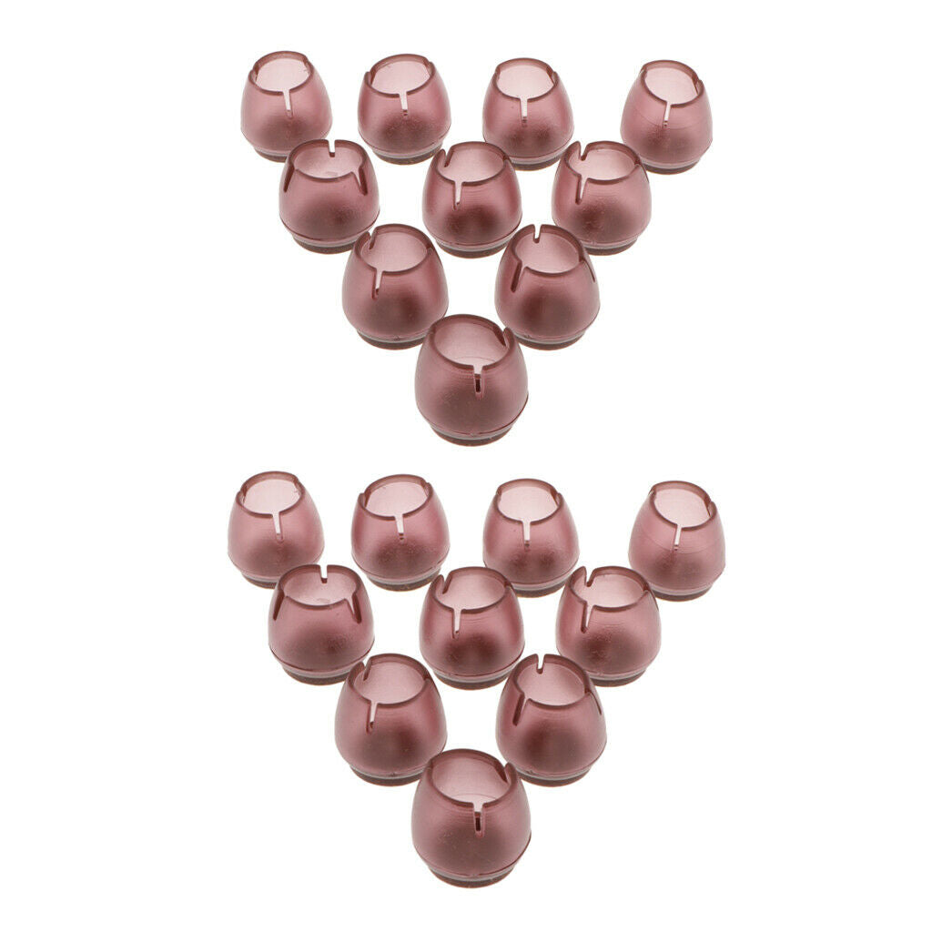 20pcs Anti-slip Round Chair Leg Caps Coffee Silicone Furniture Feet Cups