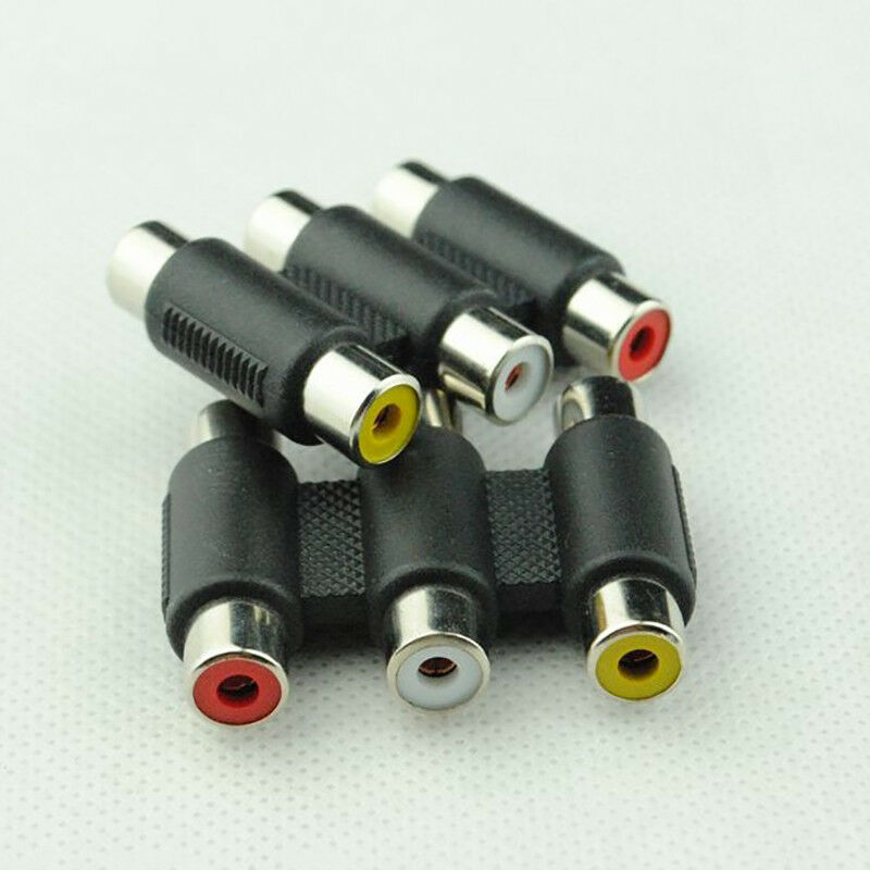 2pcs 3 RCA Audio Video AV Female to Female Coupler Jack Extender Cable Connector