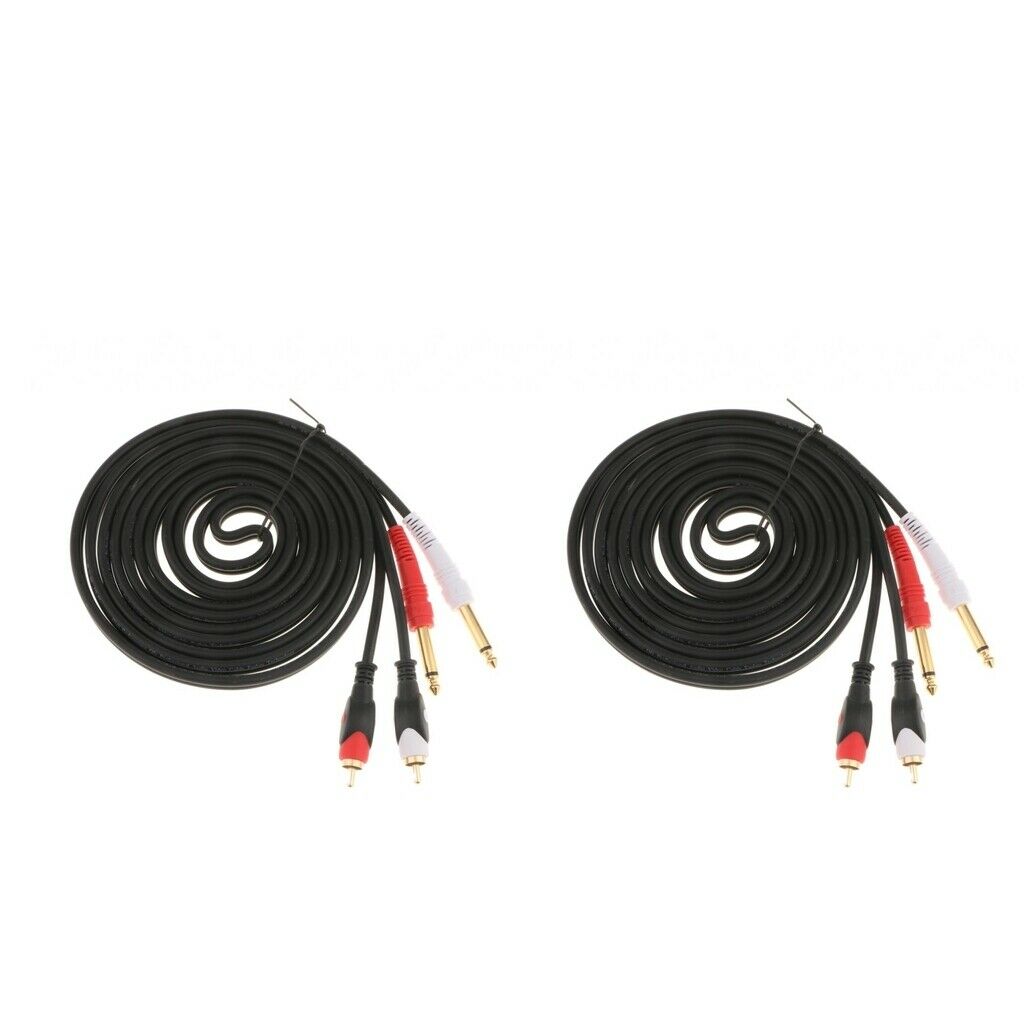2Pcs 6.35mm 1/4 inch MONO Jack to RCA Phono Audio Connector Cable for KTV 9.8ft