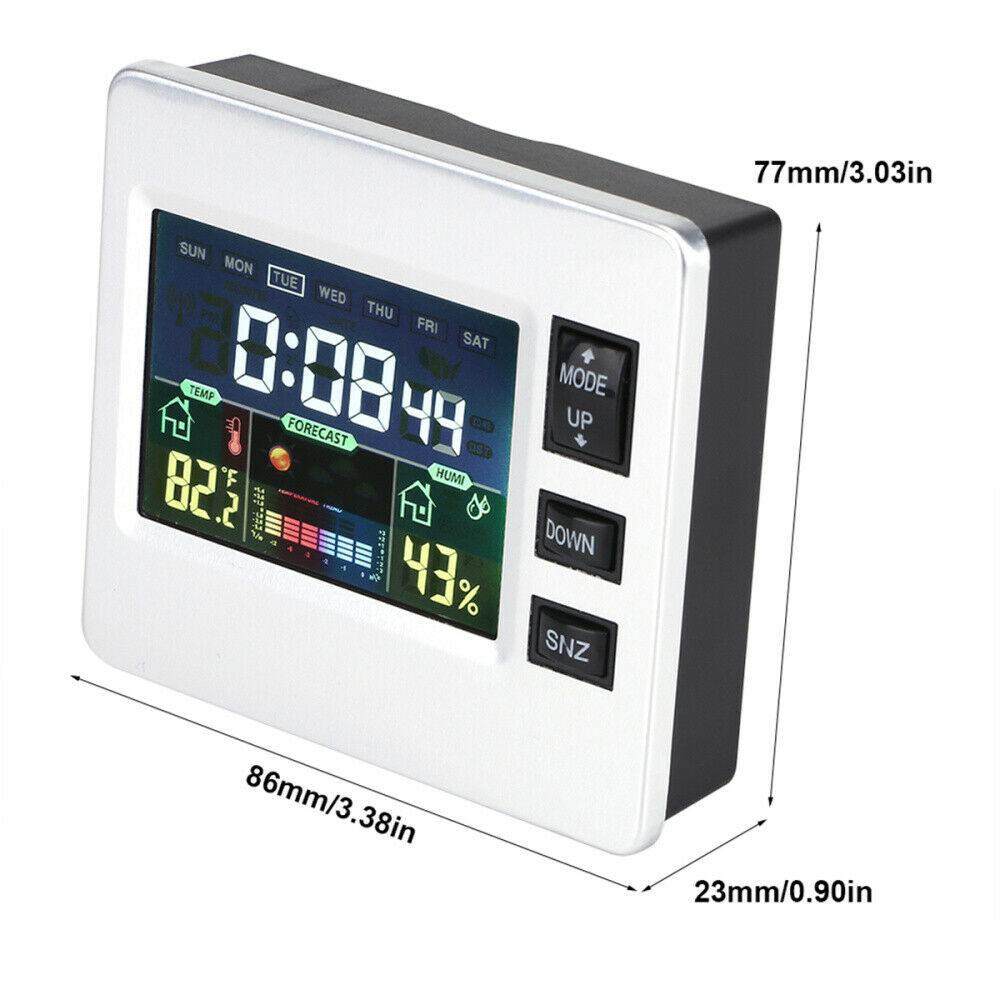 Voice Activated Digital Alarm Clock Snooze Weather Thermometer Color Display