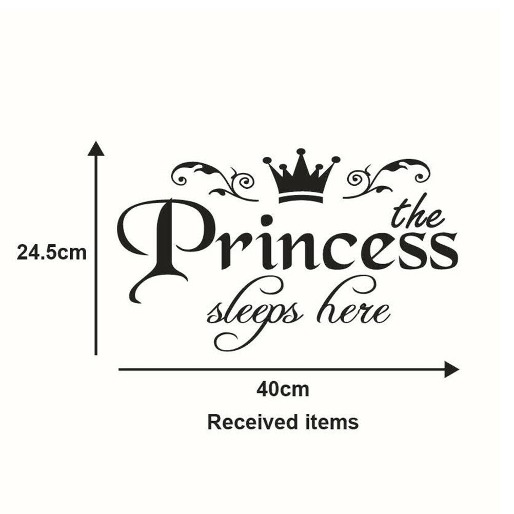 princess sleeps baby kids girl quote wall stickers art room removable deca.l8