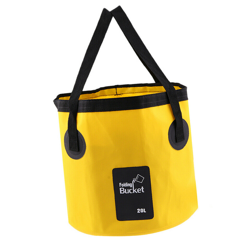 Folding Bucket Water Container Bag for Outdoor Camping Fishing 20L Yellow