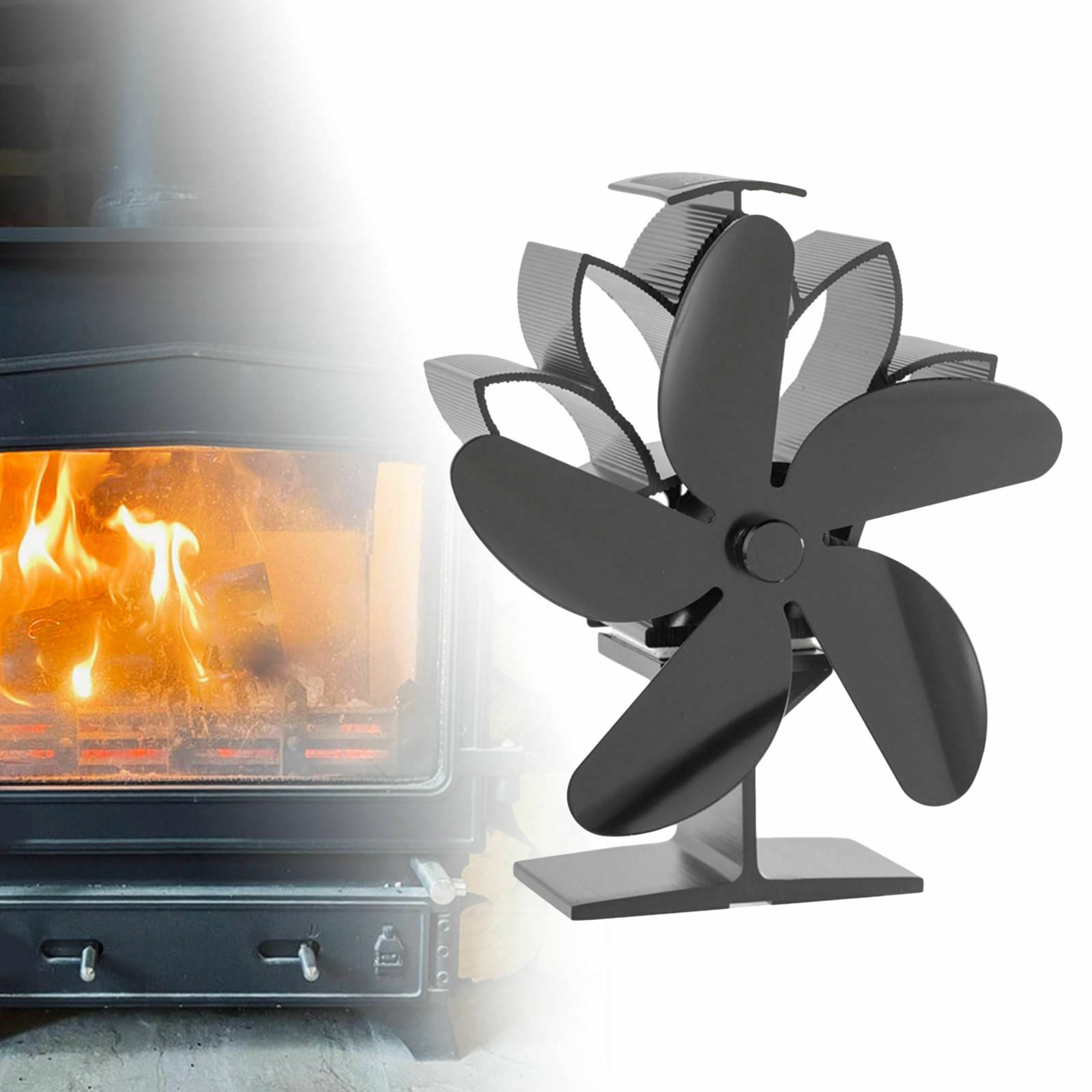 Heat Powered 5 Blade Stove Fan Eco Friendly Fireplace Heated Air Circulation