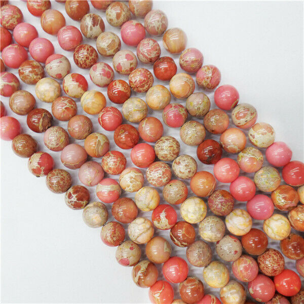 1 Strand 6mm Pink Sea Sediment Jasper Rondelle Round Ball Beads 15.5inch HH8910