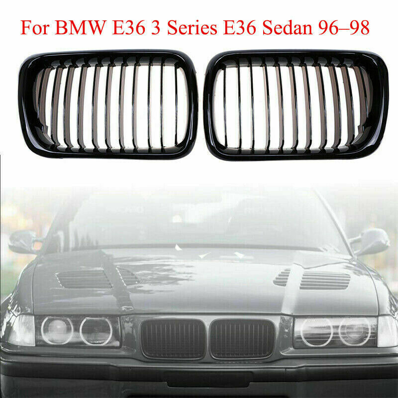 For BMW E36 3 Series E36 Sedan 1996â€“1998 Gloss Black Front Kidney Grilles Grill