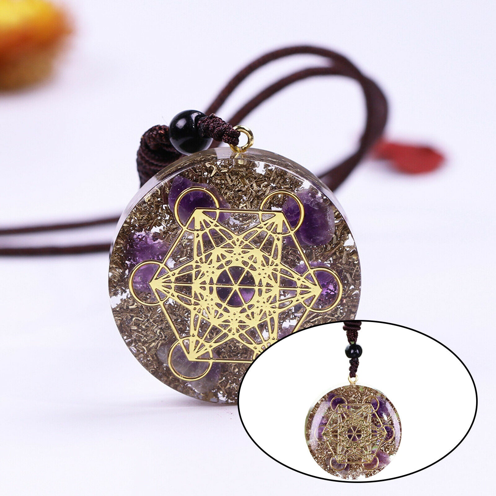 Stone Energy Crystal Pendant Necklace Amulet Meditation Relaxation Handcraft
