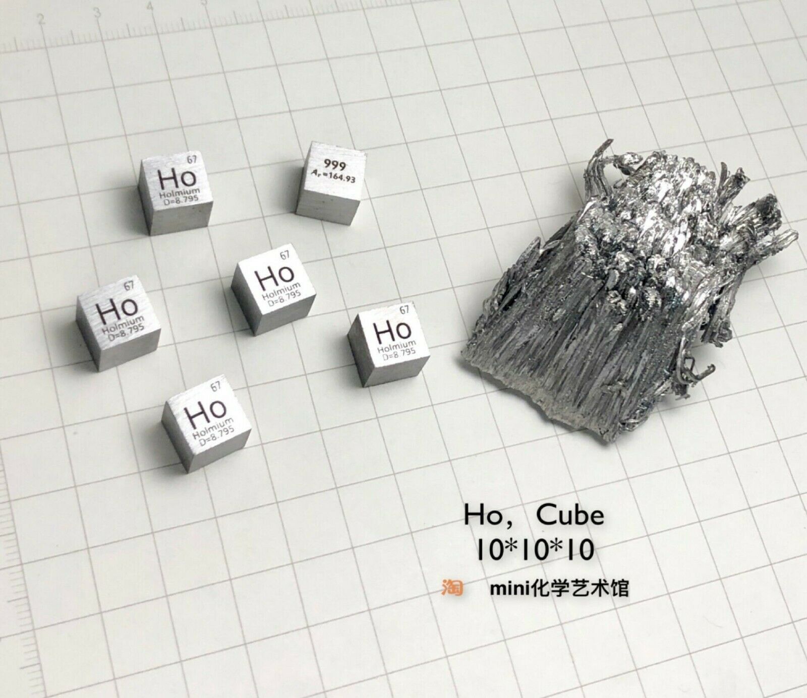 Holmium Metal 10mm Density Cube 99.5% Pure for Element Collection