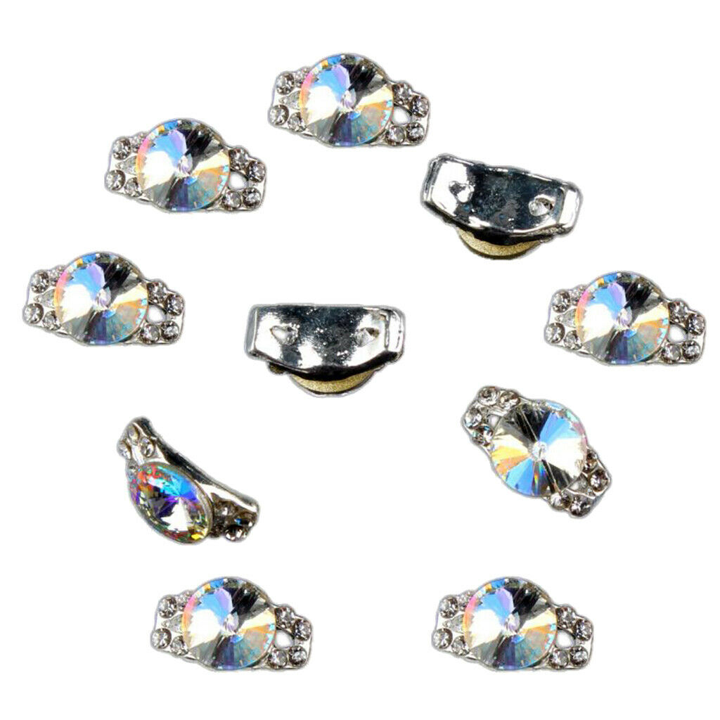 10PCS Glitter Nail Art Rhinestones Tips Diamond Crystal Tips Decoration e