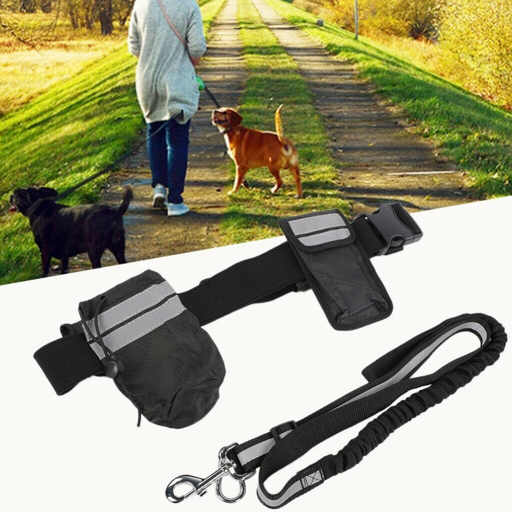 Pet Running Training Traction Rope Black Dogs Walking Leash Supplies with Belt