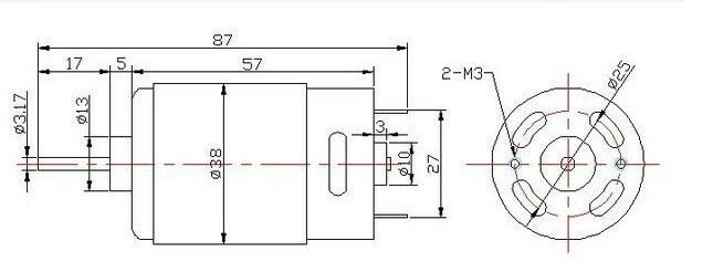 R-550 DC 6-12V 8000-13000RPM 3mm Shaft Dia Magnetic Big gear Motor Massager