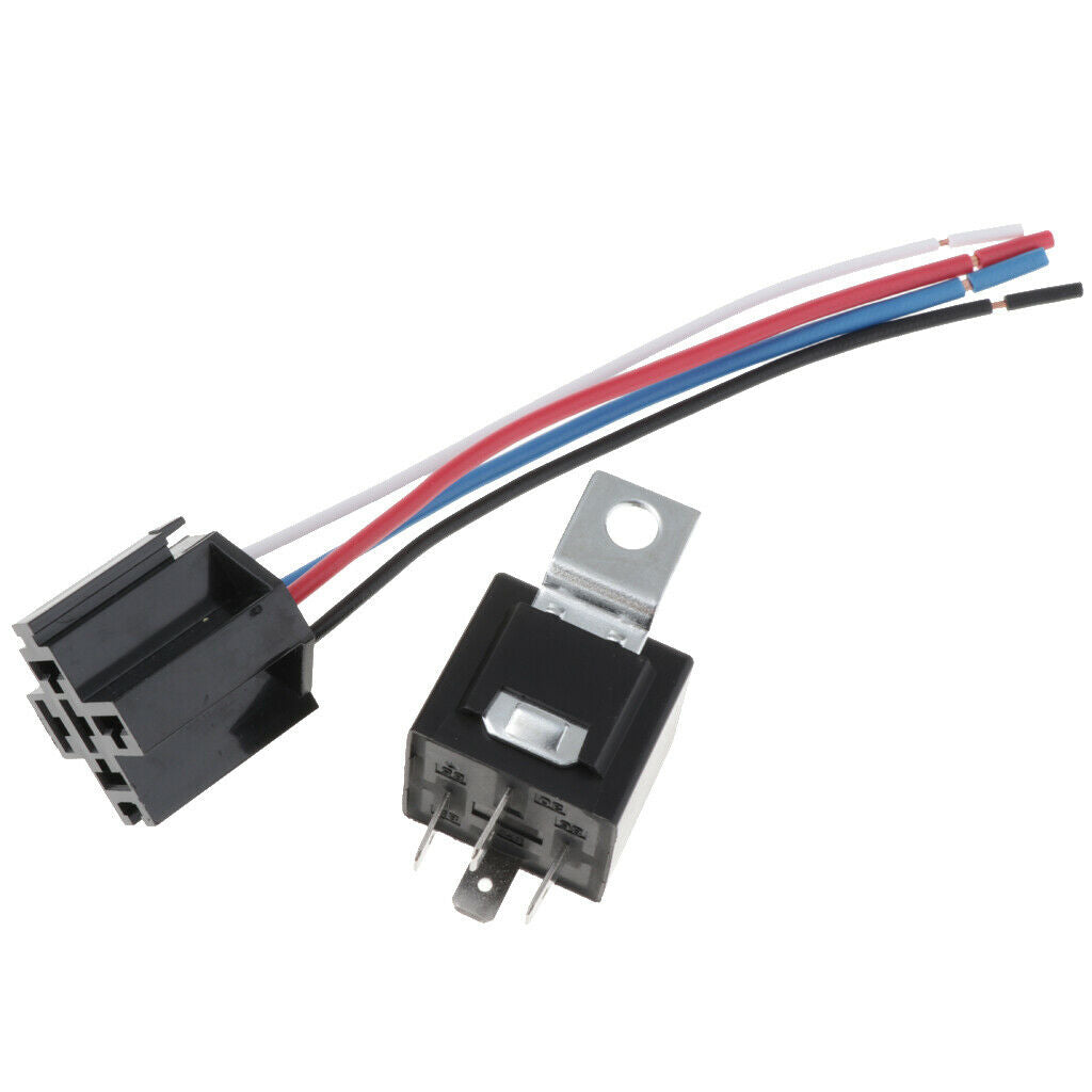 40A 4-Pin Relay Socket Harness Connector for Car Truck + Harness Sockets