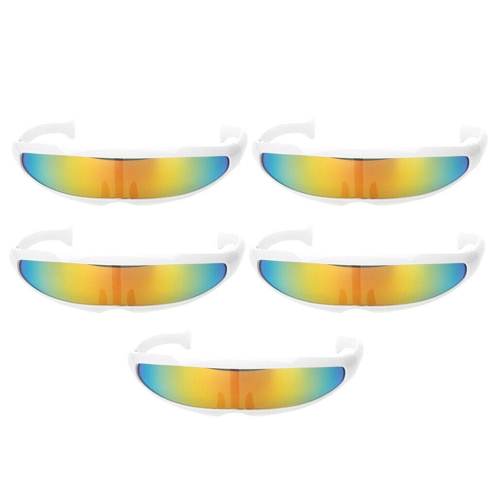 5/pack Yellow Mirrored Futuristic Shield  Sunglasses Party Glasses