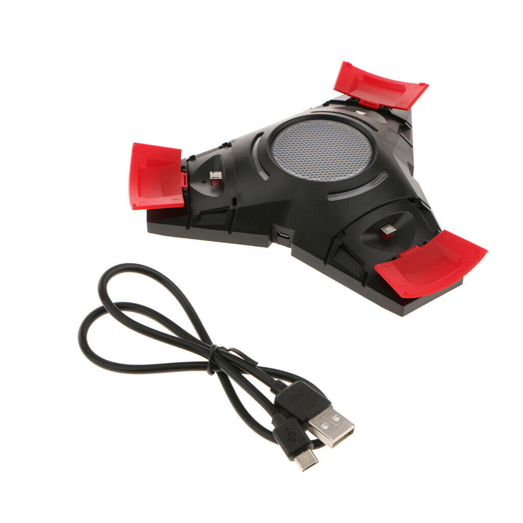 Triangle Charger Dock Triple Charging Stand for Sony PS4 Controller Black