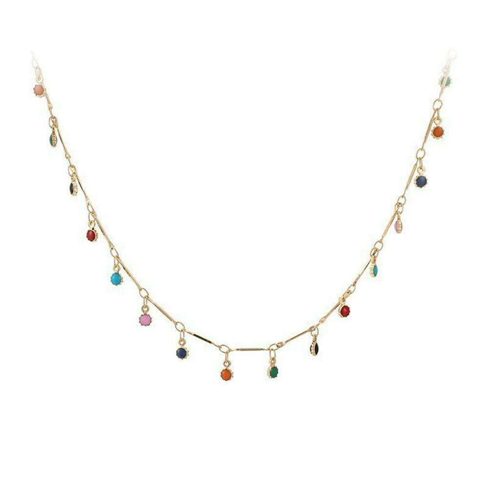 Boho Candy Color Ball Pendant Choker Necklace Clavicle Chain For Women Jewelry~