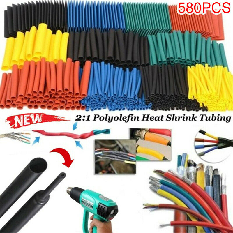 580Pcs Heat Shrink Tubing Insulation Shrinkable Tube 2:1 Wire Cable Sleeve c NC