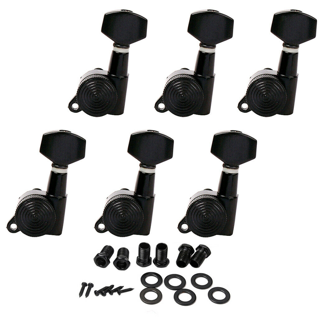 6L Locked String Guitar Tuning Pegs Tuner With Keys Small Handle Head Black