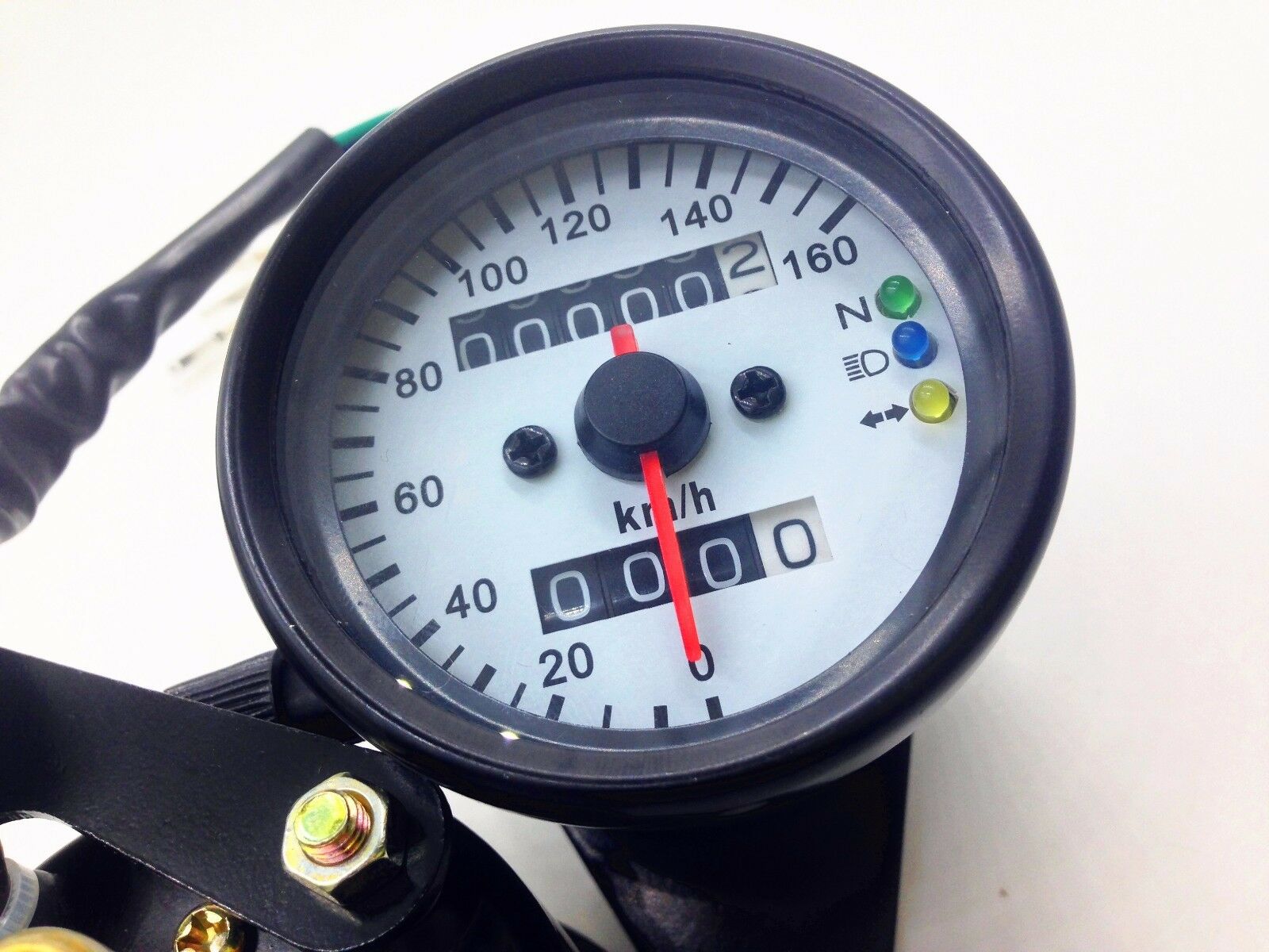 Black LED Backlight Signal Motorcycle Odometer KMH Speedometer Gauge Cafe Custom
