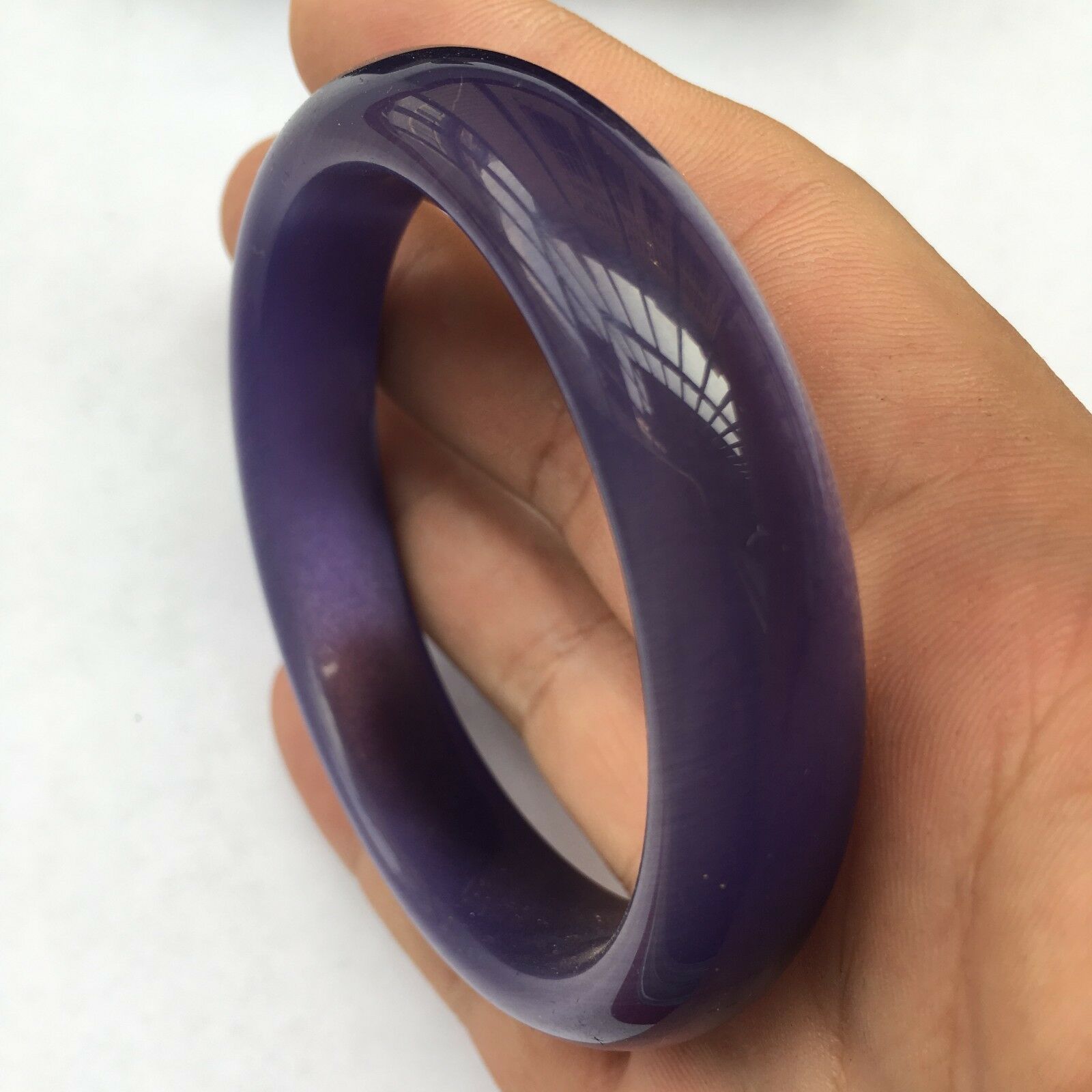 58-59mm Chinese Natural Purple Lavender Nephrite Jade/ Gems Bracelet Bangle