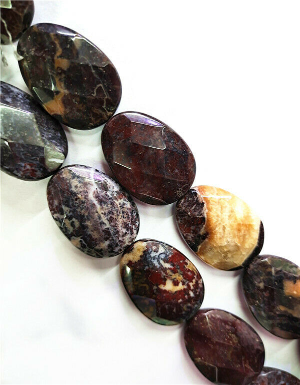 1 Strand 33x24x10mm Brown Red Bloodstone Facet Teardrop Loose Beads 15.5" HH8497