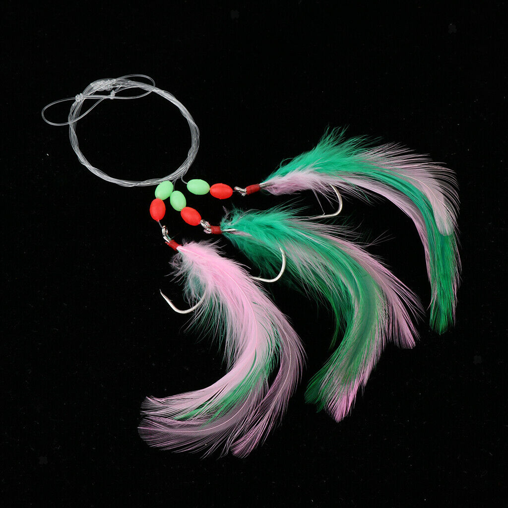 Premium 2 Pieces Fishing Floating Bait Mackerel Rigs Skirted Trolling Feather