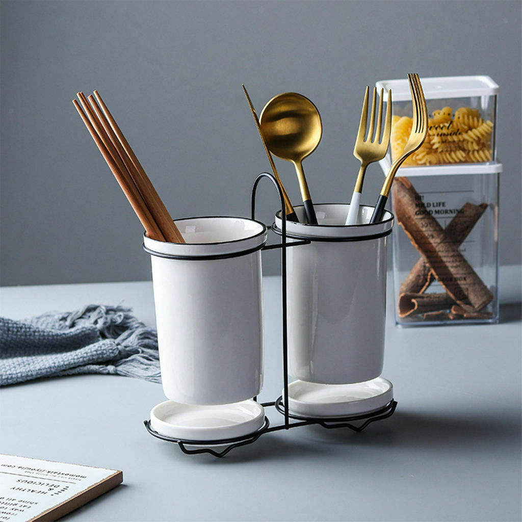 Ceramic Tableware Holder Spoons Utensil Kitchen Organizer Storage Container