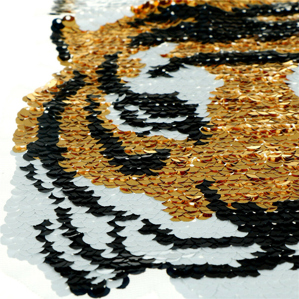 tiger change color sequin patch embroidered reversible badge fabric appliquesRDD