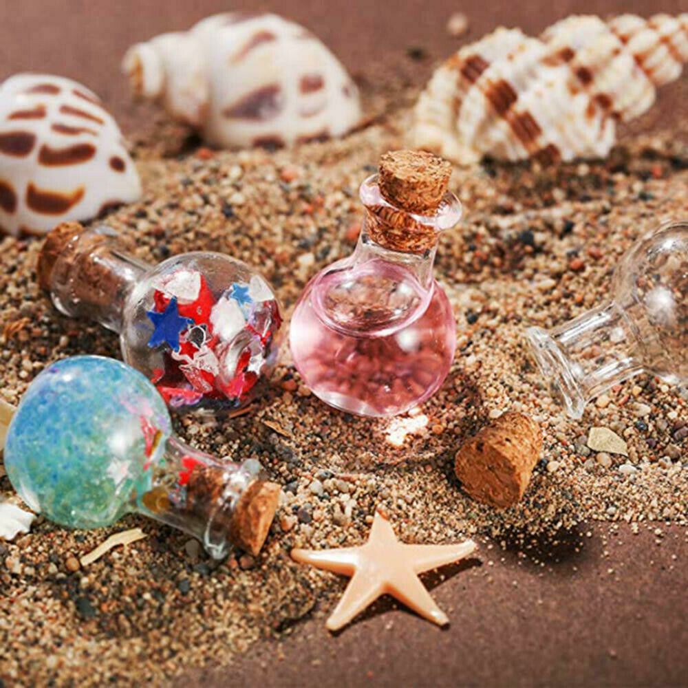 10x Mini Glass Vials With Cork Top Tiny Bottles Little Empty Jars Small Bottles