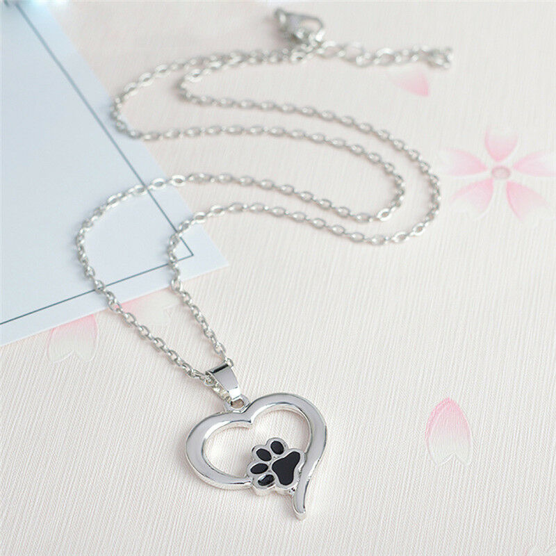 Hollow Pet Paw Print Necklace Cute Animal Dog Cat  Pendant Necklace Jewel.l8